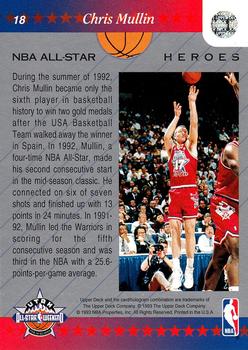 1992-93 Upper Deck NBA All-Stars #18 Chris Mullin Back