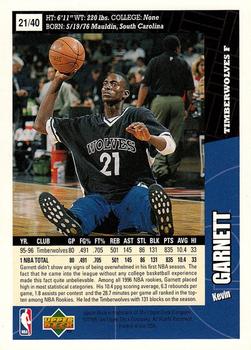 1996 Upper Deck Slam Dunk Series #21 Kevin Garnett Back