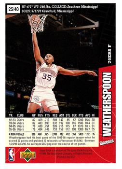 1996 Upper Deck Slam Dunk Series #25 Clarence Weatherspoon Back