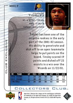 2001-02 Upper Deck Club Exclusive #NBA19 Jamaal Tinsley Back