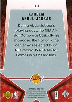 2007-08 Upper Deck - Legendary NBA All-Stars #LA-7 Kareem Abdul-Jabbar Back