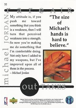 1994 Upper Deck Jordan Rare Air #52 Michael Jordan Back