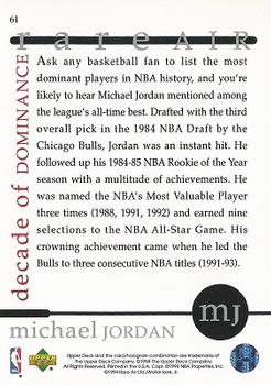 1994 Upper Deck Jordan Rare Air #61 Michael Jordan Back