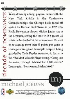 1994 Upper Deck Jordan Rare Air #85 Michael Jordan Back