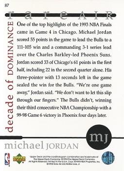 1994 Upper Deck Jordan Rare Air #87 Michael Jordan Back