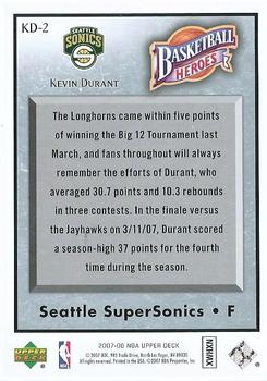 2007-08 Upper Deck - Basketball Heroes: Kevin Durant #KD-2 Kevin Durant Back