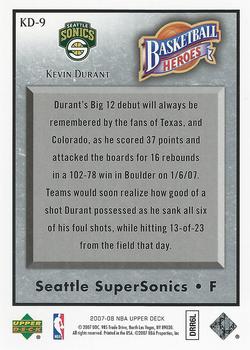 2007-08 Upper Deck - Basketball Heroes: Kevin Durant #KD-9 Kevin Durant Back