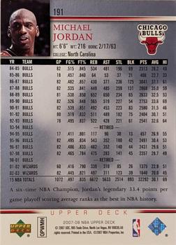 2007-08 Upper Deck - Championship Court #191 Michael Jordan Back