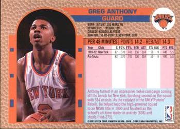 1992-93 Fleer Tony's Pizza #NNO Greg Anthony Back