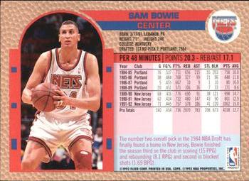 1992-93 Fleer Tony's Pizza #NNO Sam Bowie Back