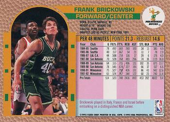 1992-93 Fleer Tony's Pizza #NNO Frank Brickowski Back