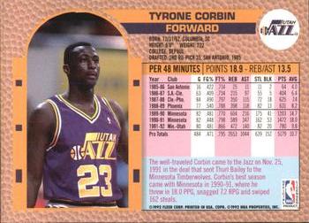 1992-93 Fleer Tony's Pizza #NNO Tyrone Corbin Back