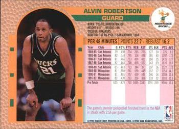 1992-93 Fleer Tony's Pizza #NNO Alvin Robertson Back