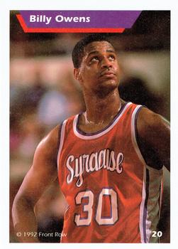 1992 Front Row Dream Picks #20 Billy Owens Back