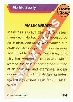 1992 Front Row Dream Picks #84 Malik Sealy Back