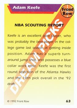 1992 Front Row Dream Picks - Gold #63 Adam Keefe Back