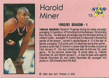 1993-94 Star #15 Harold Miner Back