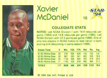 1993-94 Star #18 Xavier McDaniel Back