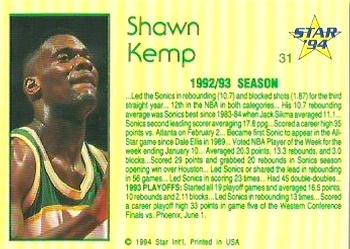 1993-94 Star #31 Shawn Kemp Back