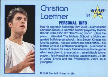 1993-94 Star #91 Christian Laettner Back