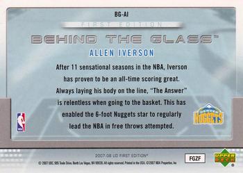 2007-08 Upper Deck First Edition - Behind the Glass #BG-AI Allen Iverson Back