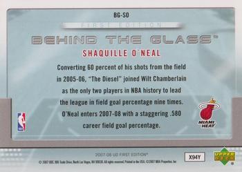 2007-08 Upper Deck First Edition - Behind the Glass #BG-SO Shaquille O'Neal Back