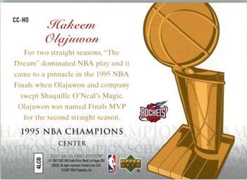 2007-08 Upper Deck First Edition - Champions of the Court #CC-HO Hakeem Olajuwon Back