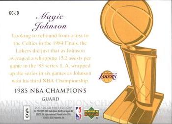2007-08 Upper Deck First Edition - Champions of the Court #CC-JO Magic Johnson Back
