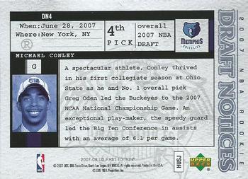 2007-08 Upper Deck First Edition - Draft Notices #DN4 Michael Conley Back