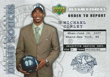 2007-08 Upper Deck First Edition - Draft Notices #DN4 Michael Conley Front