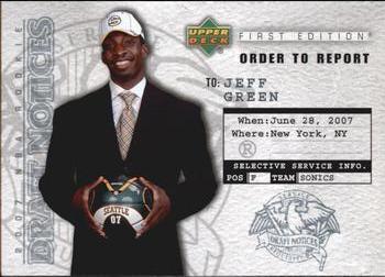 2007-08 Upper Deck First Edition - Draft Notices #DN5 Jeff Green Front
