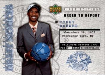 2007-08 Upper Deck First Edition - Draft Notices #DN7 Corey Brewer Front