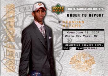 2007-08 Upper Deck First Edition - Draft Notices #DN8 Brandan Wright Front
