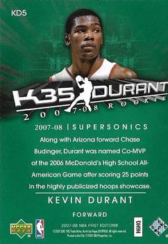 2007-08 Upper Deck First Edition - Kevin Durant Exclusive #KD5 Kevin Durant Back