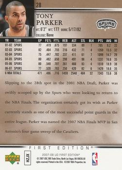 2007-08 Upper Deck First Edition - Gold #28 Tony Parker Back