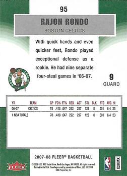 2007-08 Fleer #95 Rajon Rondo Back