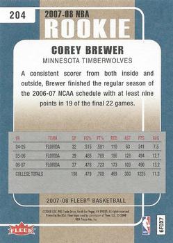2007-08 Fleer #204 Corey Brewer Back