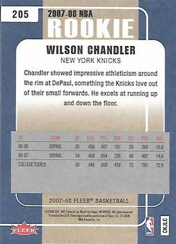 2007-08 Fleer #205 Wilson Chandler Back