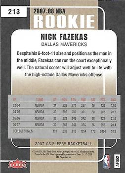 2007-08 Fleer #213 Nick Fazekas Back