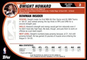 2007-08 Bowman - Chrome #2 Dwight Howard Back