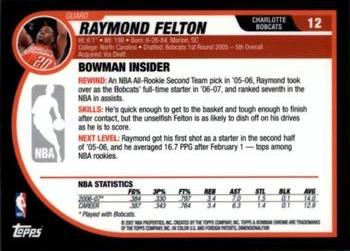 2007-08 Bowman - Chrome #12 Raymond Felton Back