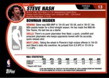 2007-08 Bowman - Chrome #13 Steve Nash Back