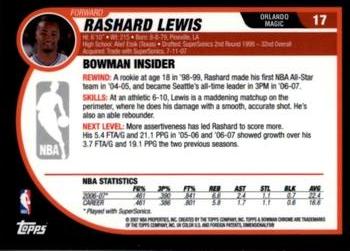 2007-08 Bowman - Chrome #17 Rashard Lewis Back