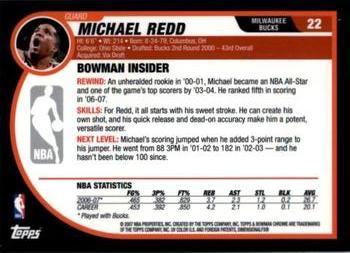 2007-08 Bowman - Chrome #22 Michael Redd Back