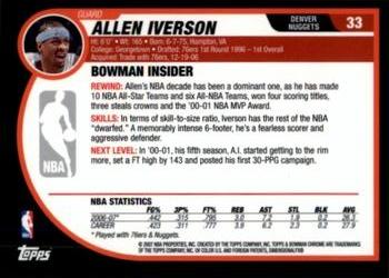 2007-08 Bowman - Chrome #33 Allen Iverson Back