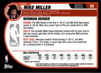 2007-08 Bowman - Chrome #36 Mike Miller Back