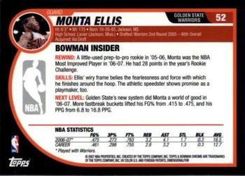 2007-08 Bowman - Chrome #52 Monta Ellis Back
