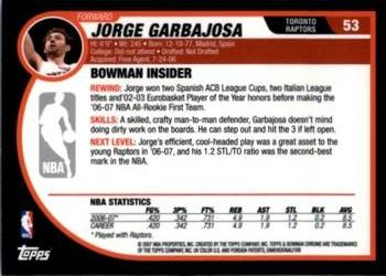 2007-08 Bowman - Chrome #53 Jorge Garbajosa Back