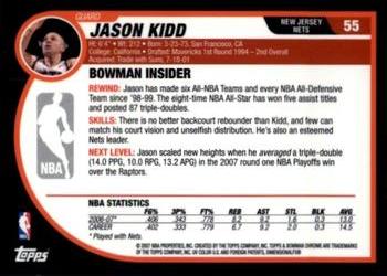 2007-08 Bowman - Chrome #55 Jason Kidd Back