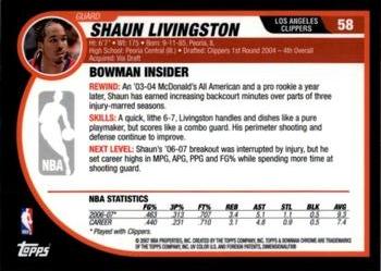 2007-08 Bowman - Chrome #58 Shaun Livingston Back